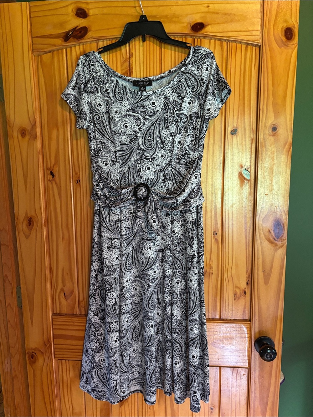 Perceptions Black & White Paisley Tie-Front Dress